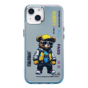 Кейс iPhone 13 пластик PC092 прозрачный (мишка)