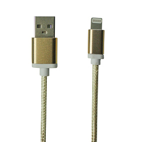 Дата кабель lightning - USB плетеный шнур металлический золото тех. упаковка