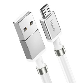 Дата кабель micro USB - USB Hoco U91 1м 2.4А магнитный белый (УЦЕНКА) Б/У, повреждение оплётки