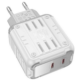 СЗУ-2Type-C Hoco C137A PD45W+QC3.0 белый