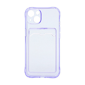 Кейс iPhone 11 силикон с визитницей прозрачный светло-фиолетовый