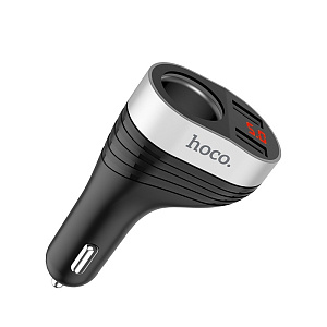 Разветвитель прикуривателя (1 выход + 2USB) Hoco Z29 черный