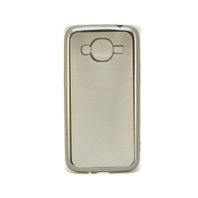 Силиконовый чехол для Samsung J210 Galaxy J2 (2016) с хром. контуром серебро