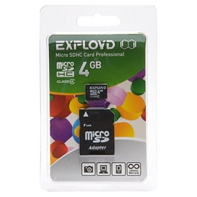 MicroSD 4Gb Exployd Class 4 +SD адаптер 