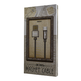 Дата кабель Type-C - USB Remax Gravity RC-095a магнитный 1м черный (УЦЕНКА) Потёртости