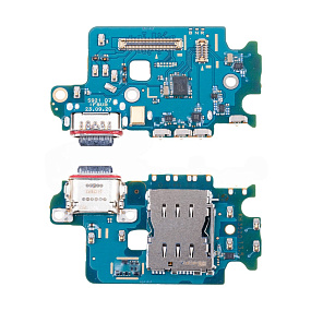 Шлейф Samsung S921B/EU version (S24) плата системный разъем/коннектор SIM/микрофон - Премиум