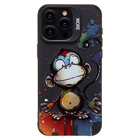 Кейс iPhone 15 Pro Max силикон SC335 (обезьяна) черный