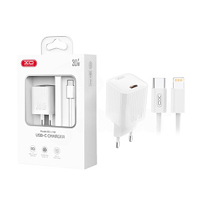 СЗУ-Type-C XO L148 PD 30W USB-C (кабель Type-C/Lightning) белый