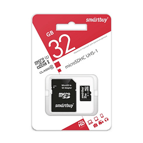 MicroSD 32Gb SmartBuy Class 10 Pro UHS-I U3 70/90 Mb/s +SD adapter