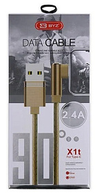 Дата кабель Type-C - USB BYZ X1t угловой 1.2м золотой