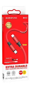 Дата кабель Type-C - Type-C Borofone BX82 60W 3A 1м красный