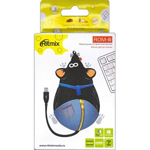 Мышь проводная Ritmix ROM-111 черно-серая USB