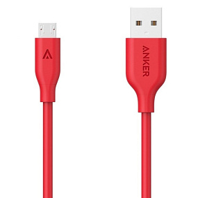 Дата кабель micro USB - USB Anker A8142 PowerLine+ 0,9м красный