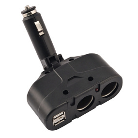 Разветвитель прикуривателя (2 выхода + 2USB) AV-303/100 12В