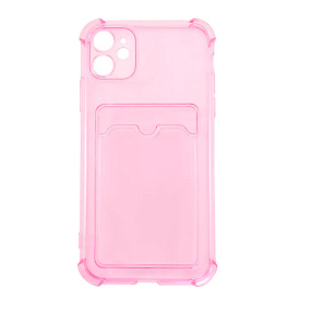 Кейс iPhone 11 силикон с визитницей светло-розовый