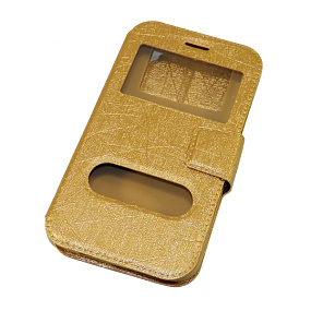 Чехол-книжка универсальная силиконовый ободок 5,5" боковой флип с имитацией царапин (1) золото