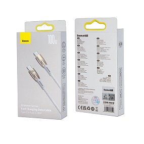 Дата кабель Type-C-Type-C Baseus Glimmer Series (Cadh000702) 100W 1м 5A белый