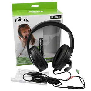 Наушники Ritmix RH-515M 2.4м полноразмерные с микрофоном
