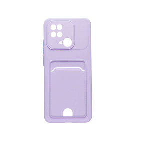 Силиконовый чехол Xiaomi Poco C40 с визитницей светло-фиолетовый