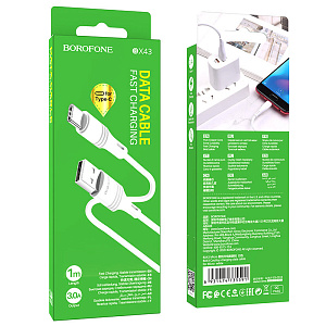 Дата кабель Type-C - USB Borofone BX43 3A 1м белый
