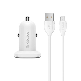 АЗУ+ micro USB Borofone BZ12A 1 выход 2,1A QC3.0 белый (УЦЕНКА) Повреждение упаковки