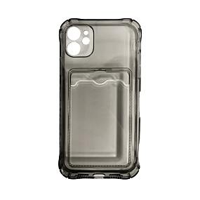 Кейс iPhone 11 силикон с визитницей прозрачный черный