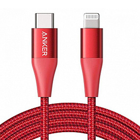 Дата кабель lightning - Type-C Anker A8652 PowerLine+II 0.9 красный