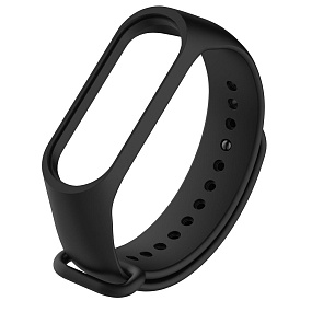 Ремешок силиконовый для браслета Xiaomi Mi Band 3/4 черный (УЦЕНКА) Нет кнопки-застежки
