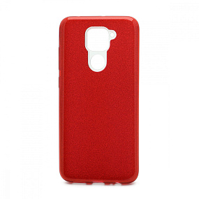 Силиконовый чехол Xiaomi Redmi Note 9 Fashion с блестками красный