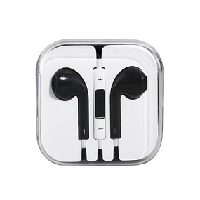 Гарнитура IPhone 5/5s/6/SE в коробочке черная (УЦЕНКА) Повреждение упаковки