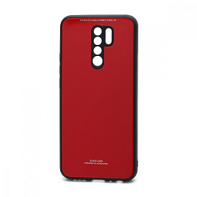 Силиконовый чехол Xiaomi Redmi 9 со стеклянной вставкой красный