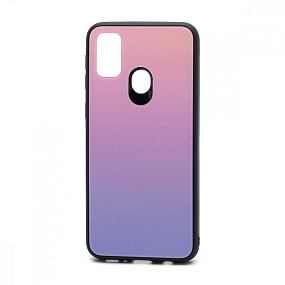Задняя накладка для Samsung M215 Galaxy M21/M30s стекло Gradient (002) розово-голубой