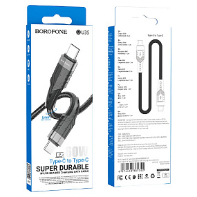 Дата кабель Type-C - Type-C Borofone BU35 60W 3A 1м черный