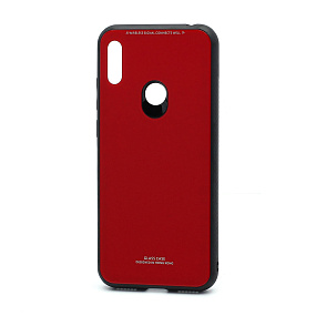Силиконовый чехол Honor 8A/8A Pro/Y6 2019 со стеклянной вставкой красный