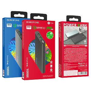 Портативное зарядное устройство Borofone BT34 QC3.0 2USB/Micro/Type-C 10000mAh черный