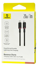 Дата кабель Type-C - lightning Baseus Dura Series (P10377800U01-01) 1м 20W 2,2A черно-красный