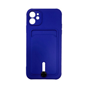 Кейс iPhone 11 силикон с визитницей темно-синий