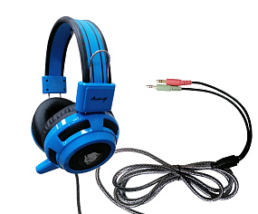 Наушники YORO F05 Stereo полноразмерные игровые синие (УЦЕНКА) После ремонта, пропайка контактов