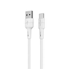 Дата кабель Type-C - USB Borofone BX30 Silicone 1м 2.4A белый