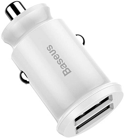 АЗУ-USB Baseus C8-K Grain 2 выхода 3.1A белый