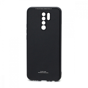 Силиконовый чехол Xiaomi Redmi 9 со стеклянной вставкой черный