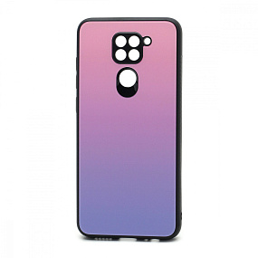 Задняя накладка Xiaomi Redmi Note 9 стекло Gradient (002) розово-голубой