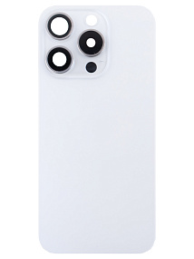 Задняя крышка iPhone 15 Pro в сборе со стеклом камеры Белый - Премиум