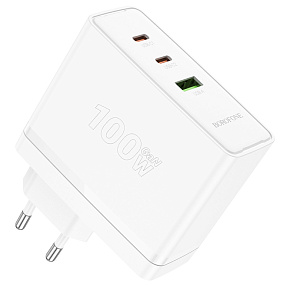 СЗУ-USB-2Type-C Borofone BN11 3 выхода PD Gan 100W белый