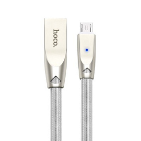Дата кабель micro USB - USB Hoco U9 1м серебро