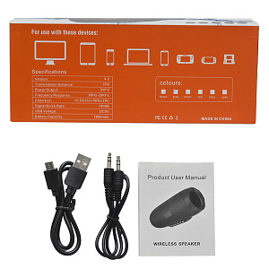 Колонка BY-1050 (Bluetooth/MicroSD/USB/AUX) серая