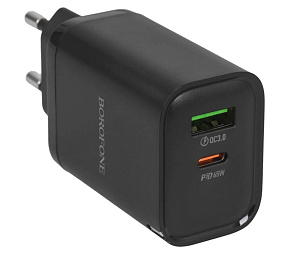 СЗУ-USB-Type-C Borofone BA87A 2 выхода PD65W QC3.0 черный(УЦЕНКА)повр.упак.