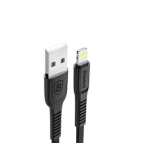 Дата кабель lightning - USB Baseus CALZY-B01 плоский черный 1m