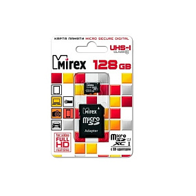 MicroSD 128Gb Mirex Class10 UHS-I 45Mb/s +SD adapter