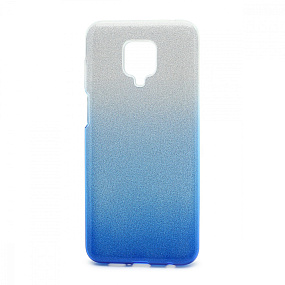 Силиконовый чехол Xiaomi Redmi Note 9S/9 Pro/9 Pro Max Fashion с блестками серебристо-голубой
